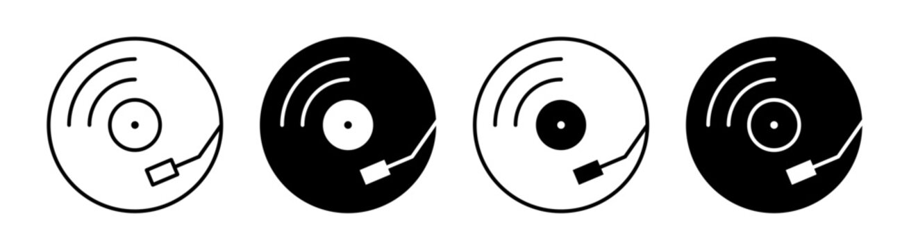 Turntable icon. Vinyl player vector illustration. Audio disc symbol. Music record retro sing. Vintage dj LP pictogram.