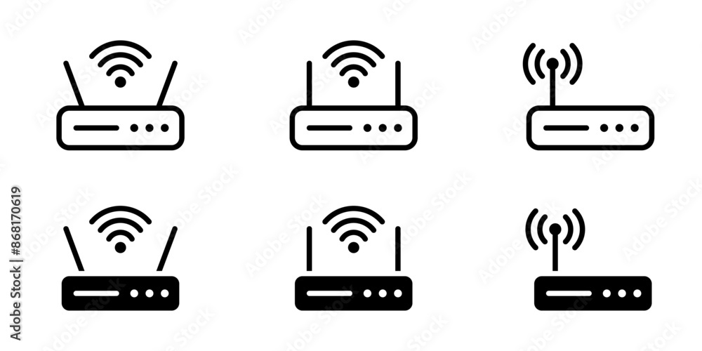 Poster router icon. wi-fi modem vector illustration. wireless network connection symbol. internet signal si