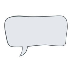 Grey speech bubble isolated on white background. Hand drawn style