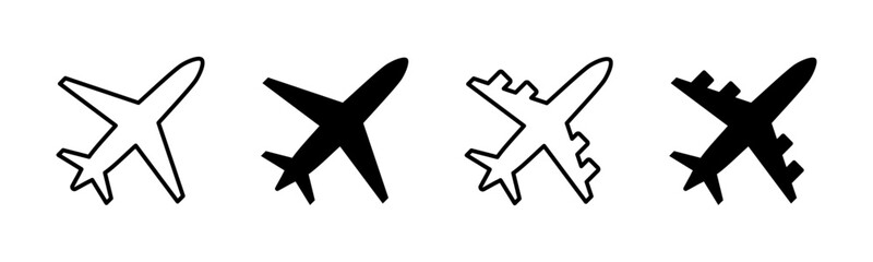 Plane icon set. Airplane vector illustration. Airline flight vector illustration. Aviation aeroplane symbol. Air forces concept. Travel jet sign. © Chelpanoff