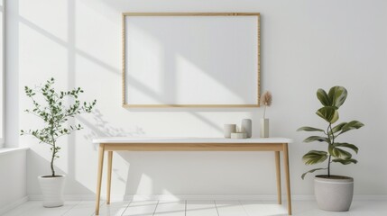 Frame on the wall mock up background illustration generated by ai