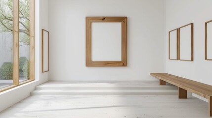 Frame on the wall mock up background illustration generated by ai