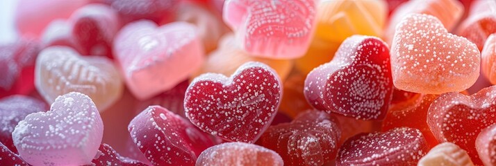 Valentines candy with heart shapes for love and romance
