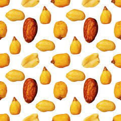 a mixture of roasted nuts and corn with almonds as a seamless pattern