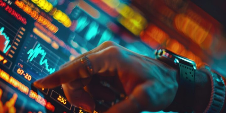 This modern digital watch has neon elements, futuristic design, advanced technology, for a sleek, sophisticated look AIG62 - Powered by Adobe