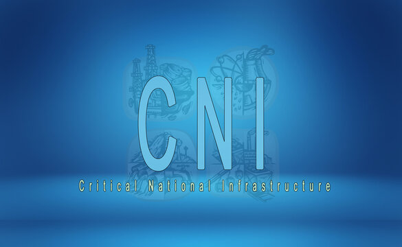 Illustration saying CNI. It stands for "Critical National Infrastructure" which describes infrastructure considered essential by governments.