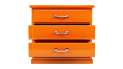 Orange filing cabinet on transparent background