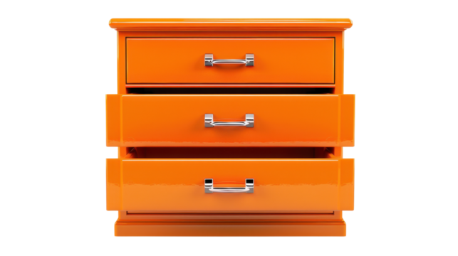 Orange filing cabinet on transparent background