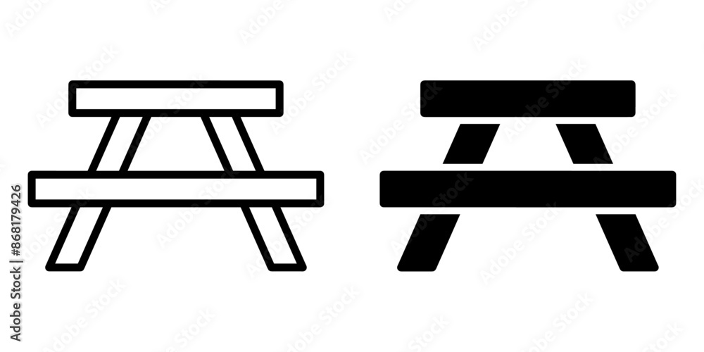 Fototapete ofvs626 outlinefilledvectorsign ofvs - picnic table vector icon . isolated transparent . outline and