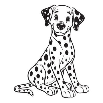 recommend clip art: Line art of dalmatian dog cartoon sitting vector