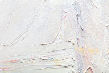 White-blue oil paints applied with a spatula to canvas. Abstract background