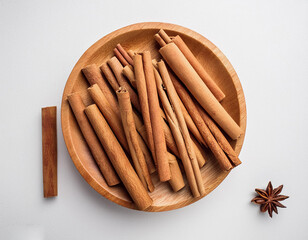 Cooking spice, named cinnamon isolated on white background