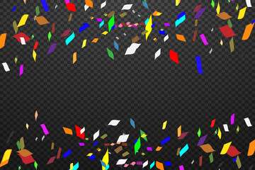 Festive background with colorful confetti.