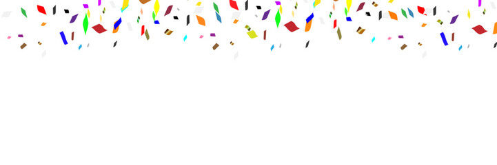 Festive background with colorful confetti.