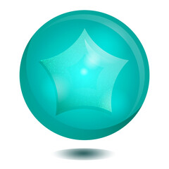 Volumetric ball. Toy with a red star. Blue ball with gradient.