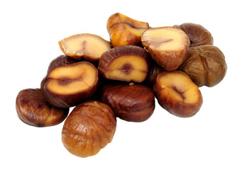 Group of whole cooked sweet chestnuts