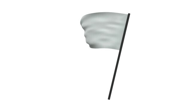 drapeau blanc hiss&eacute; et agit&eacute; - rendu 3D - canal alpha s&eacute;par&eacute;