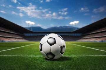 Fototapeta premium Soccer Ball on a Lush Green Field