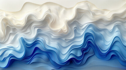 Fototapeta premium Abstract Waves of Blue and Cream Hues