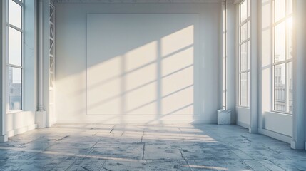 Obraz premium Modern bright interiors apartment with mockup poster frame. 3D rendering.