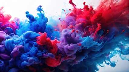 Obraz premium Vibrant blue, purple, and red ink mixing together in abstract pattern, ink, abstract, vibrant, colorful, blending, creative