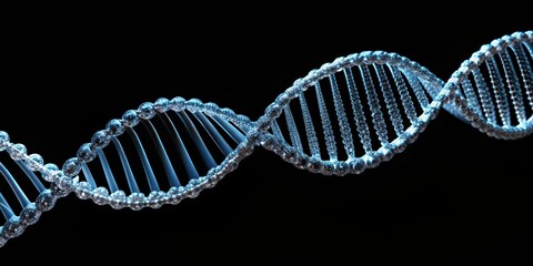 DNA helix on black background, genetics, science, technology, research, biology, molecule, spiral, structure