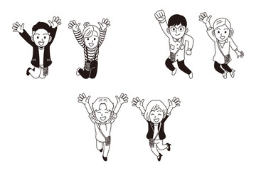 ジャンプしている美容師