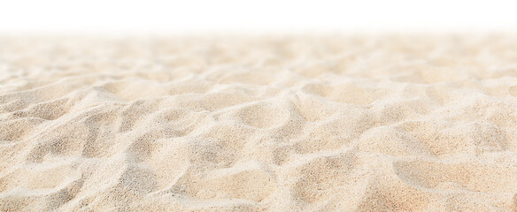 Fototapeta na wymiar beach sand background, front view, on white isolated background