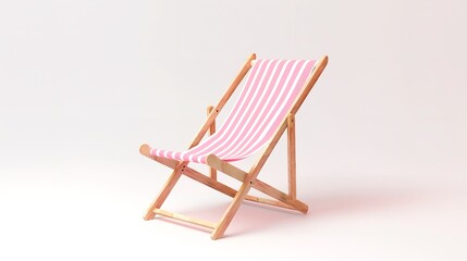 Pink Striped Beach Chair: Perfect for Summer Getaways on a White Background

