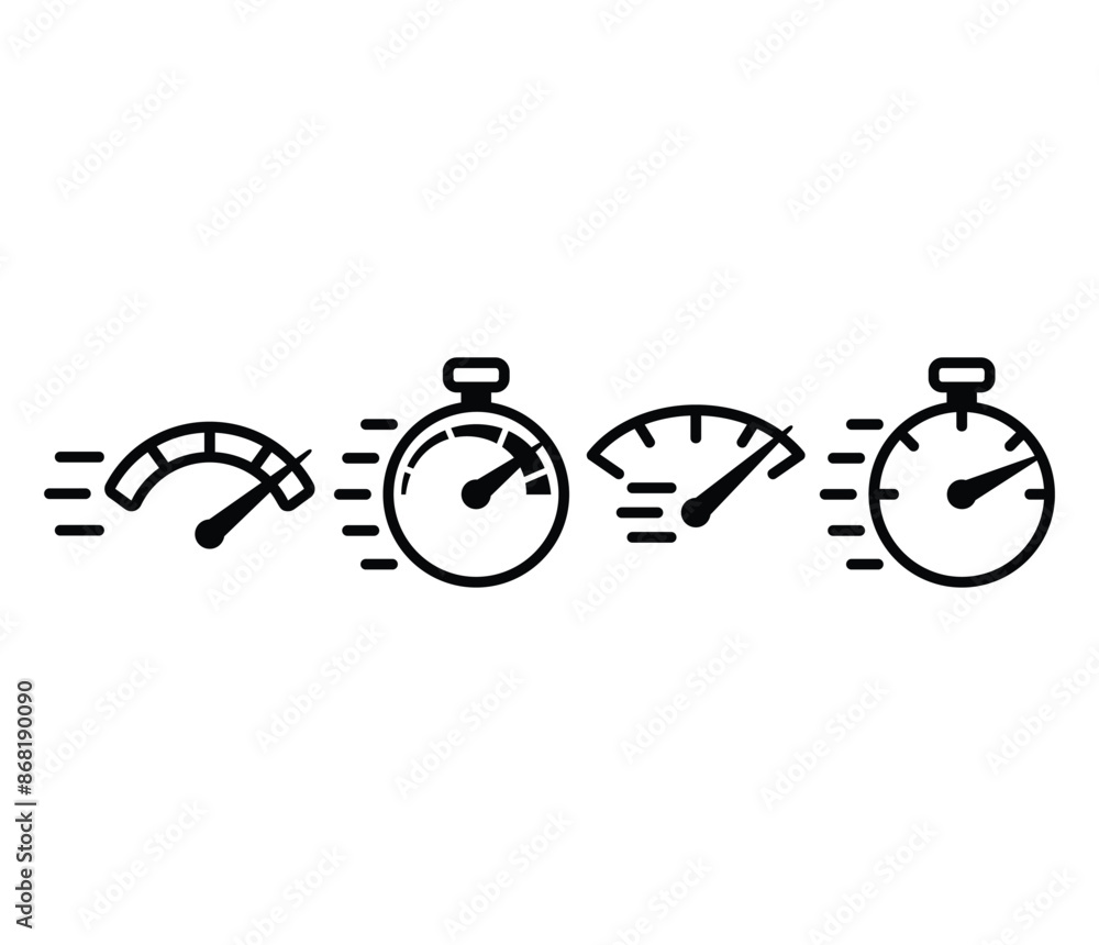 Poster speed indicator car performance icon symbol sign vector design black white color simple line illustr