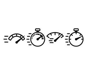 speed indicator car performance icon symbol sign vector design black white color simple line illustration collection set