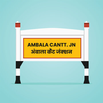 Ambala Cantt. junction railways name sign board vector illustration