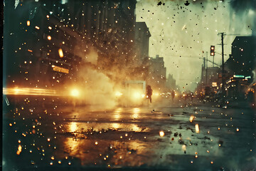 Obraz premium Abstract film texture background with heavy grain, dust and light leak. Vintage distressed old photo light leaks, film grain, dust and scratches texture overlay. grunge 