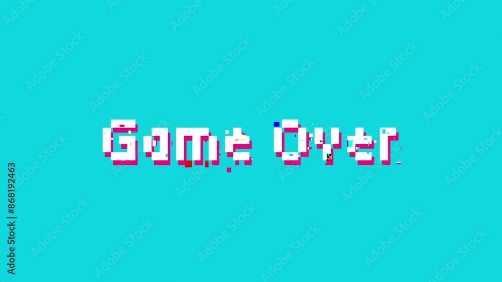 Aufkleber pixelated game over text message animation with glitch, static and distortion effects