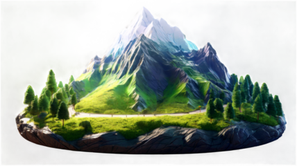 3D mountain with transparent background
