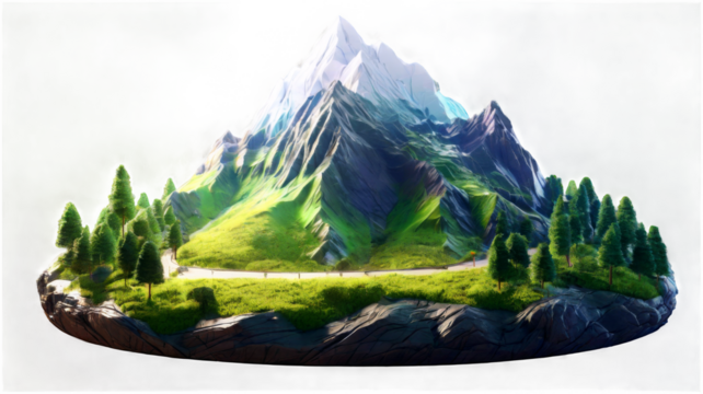 3D mountain with transparent background