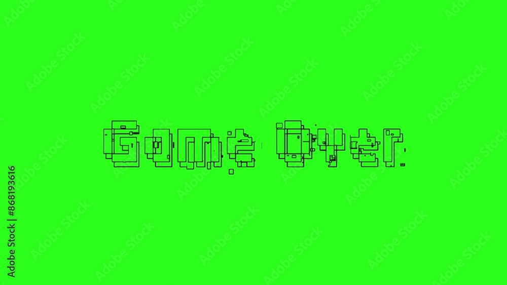 Aufkleber pixelated game over text message animation with glitch, static and distortion effects