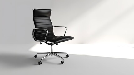 Black Office Chair on White Background - Isolated

