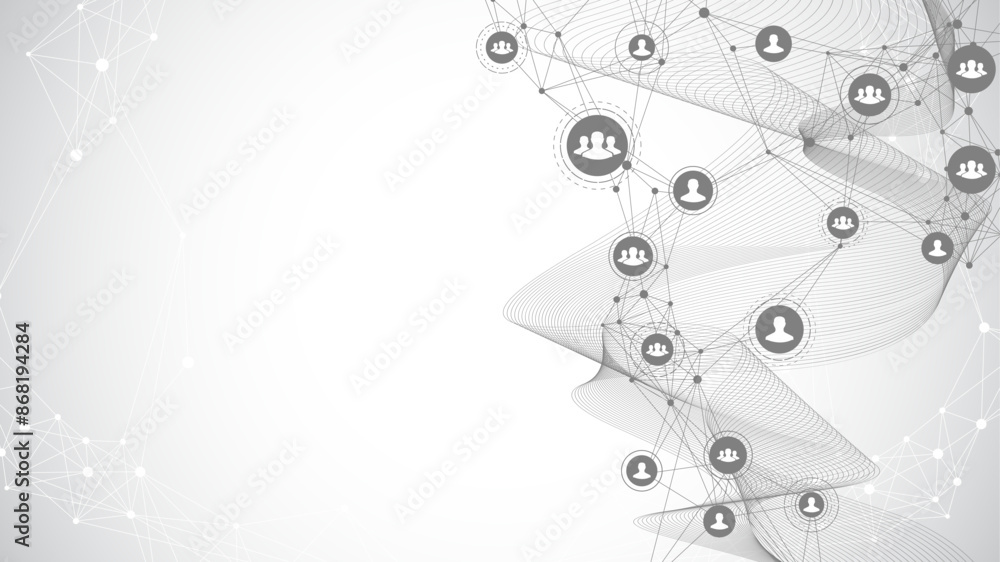 Poster Global network connection banner design template. Header social network communication in the global business concept. Big data visualization. Internet technology