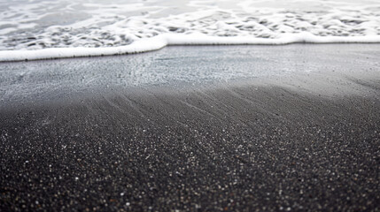 Obraz premium Minimalist Black Sand Beach. Generative AI