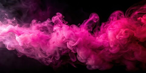 Fototapeta premium Bright pink fog or smoke swirling against a dark space background, pink, fog, smoke, swirling, dark, space, background