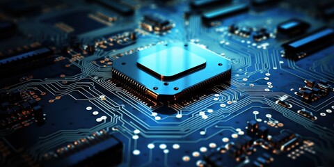 Fototapeta premium Close Up of a Microchip on a Circuit Board