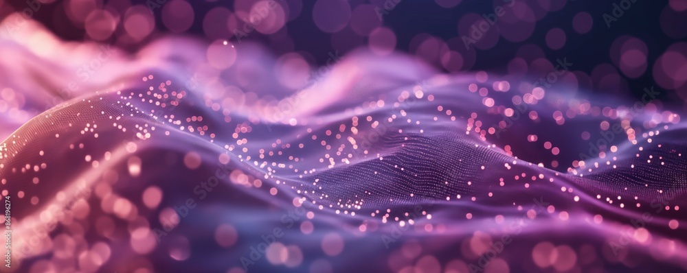 Aufkleber abstract pink waves with glowing particles for futuristic digital technology. detailed close-up of n