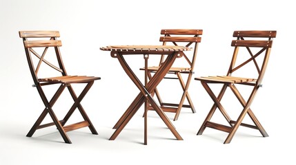 Vector Illustration of Wooden Tables and Chairs Against White Background

