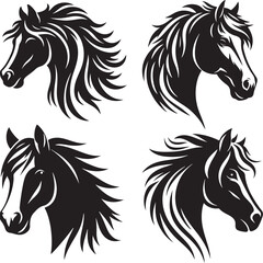 black and white horse vector 