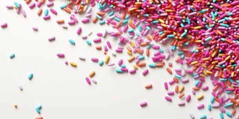 Obraz premium Colorful Sprinkles Scattered on White Background