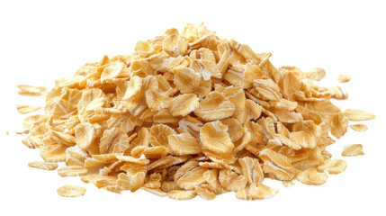 Oat flakes pile on transparent background