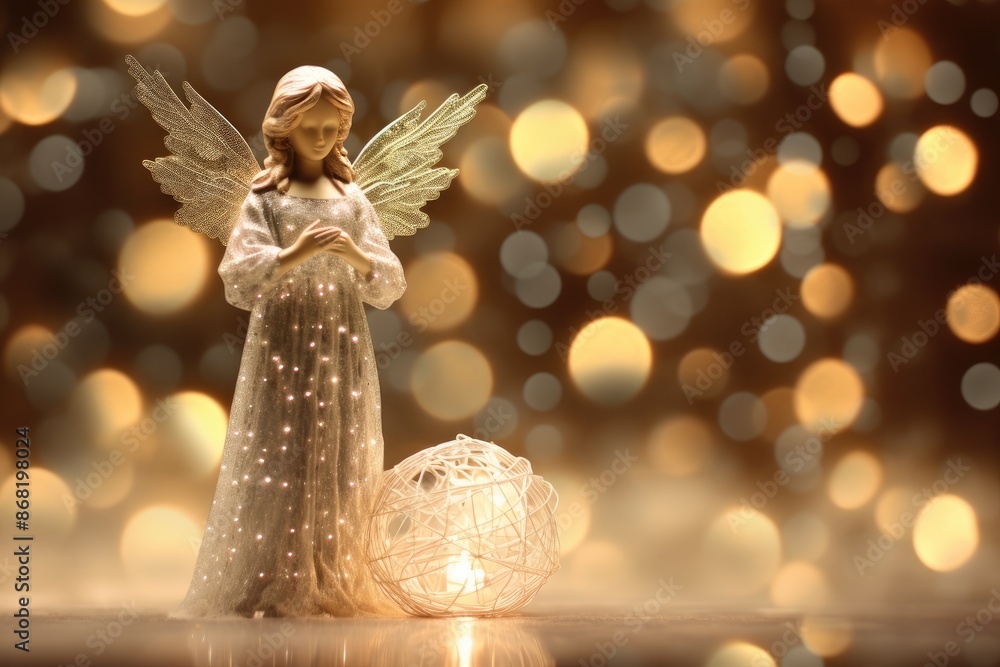 Wall mural Bokeh lights accentuating the divine elegance of angelic sweetness.