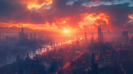 Fototapeta premium A futuristic cityscape with wireless communication towers, ultra-high definition,