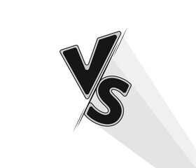 Versus sign. Black and white symbol